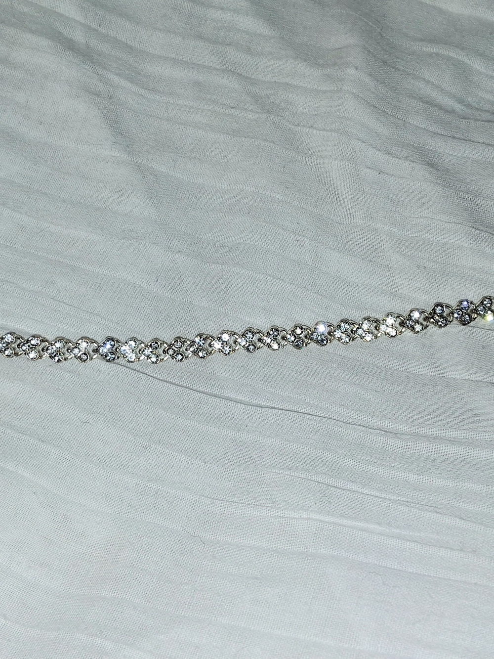Silver-Tone Crystal Tennis Bracelet - Clear - Picture 4 of 5